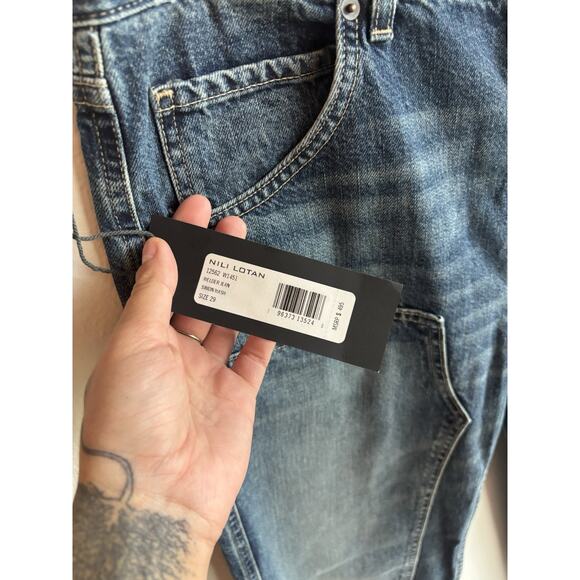 Nili Lotan Welder Patch Straight Leg Carpenter Jean Simon Wash 29 NWT - Picture 5 of 9